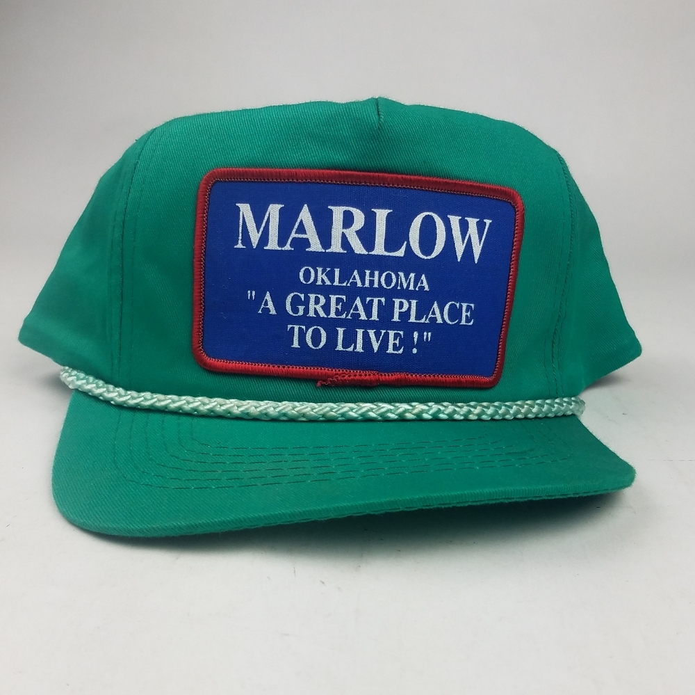 Vintage Trucker Snap Back Hat Marlow OK Patch
